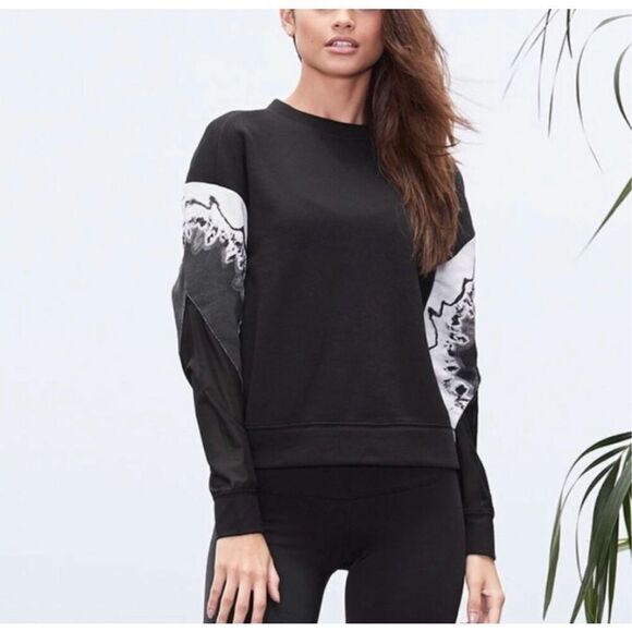 Alo Yoga Verse long sleeve yoga sweatshirt top size medium black white - Picture 1 of 5